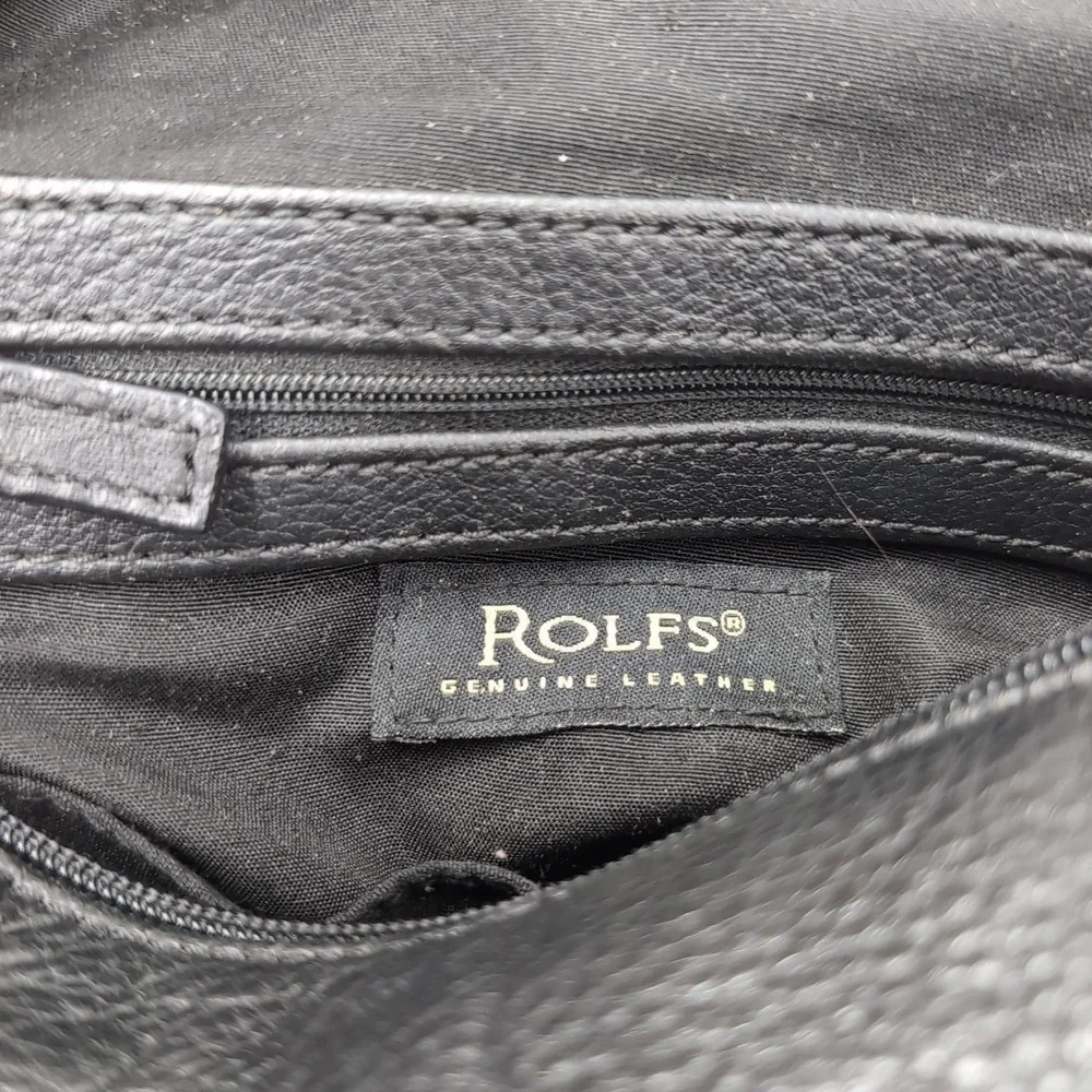 Rolfs Black Cowhide Leather Studded Hobo Shoulder Bag Gold Hardware